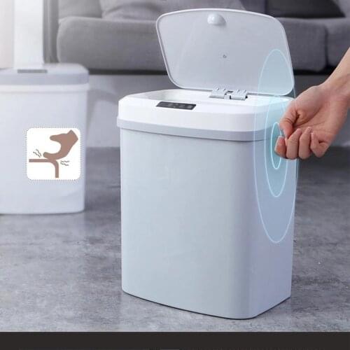 Touch-free Trash Cans Smart Knock Trash Cans Infrared Motion Sensor with Lid for Kitchen Bathroom Office Bedroom