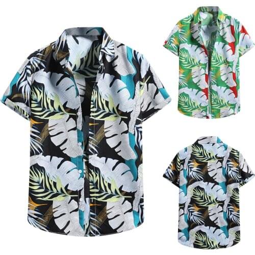 Mens Shirts Fashion Short Sleeve Hawaiian Beach Flower Shirt Fashion Casual Printing Button Cardigan Beach Shirt Mens Clothing