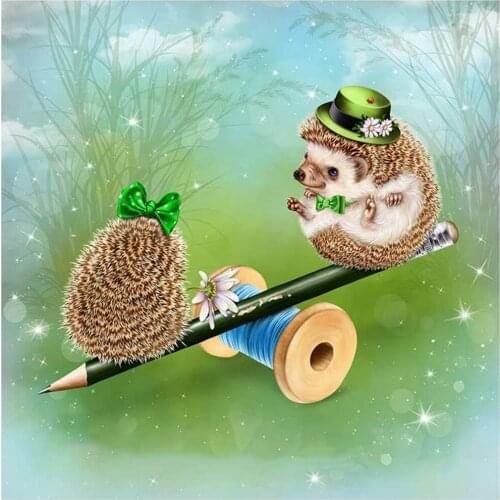 Animal Hedgehog DIY Cross Stitch 11CT Embroidery Kits Needlework Craft Set Printed Canvas Cotton Thread Home Decoration Sell