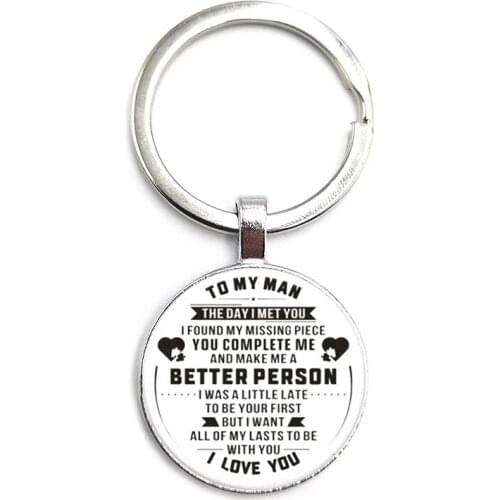 2020 New "To My MAN" Keychain Time Glass Necklace Pendant Jewelry European and American Keychain