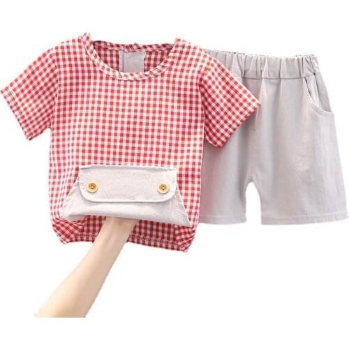 New Summer Baby Girl Clothes Suit Children Plaid T-Shirt Shorts 2Pcs/Sets Toddler Casual Costume Infant Clothing Kids Tracksuits