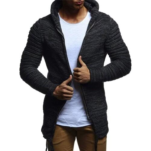 Autumn Long Hoodied Sweater Men Cardigan Sweaters Fashion Casual Tops Coats Winter Long Hoodies Sweaters Male Pop Warm Outwear