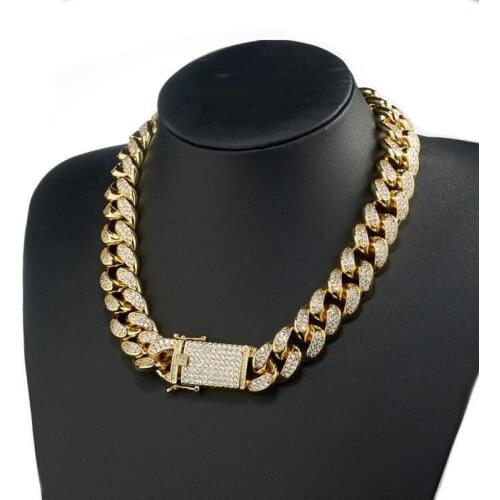 16-30" 18mm Gold Color AAA CZ Stone Cuban Link Chain Necklace Men Hip Hop Bling Iced Out CZ Necklaces Jewelry
