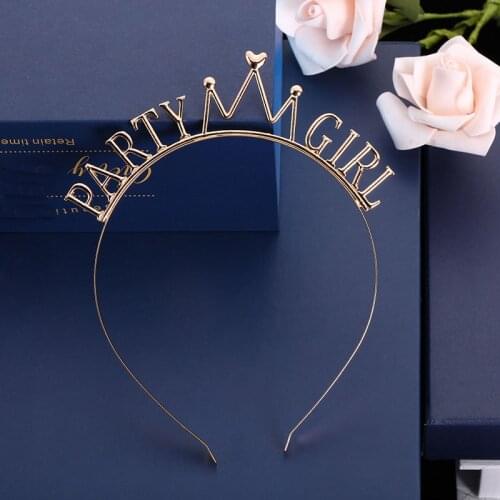Metal Alloy Party Girl Crown Headband Hairband Headband Hair Hoop for Bar Carnival Birthday Wedding Celebration Headdress Gifts