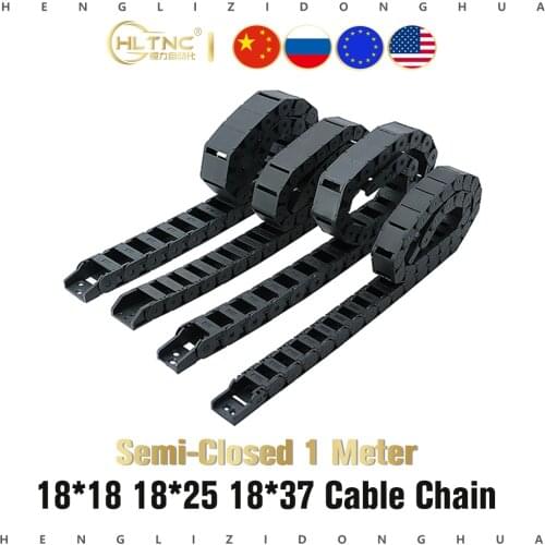 Wire Cable Chain 18*18 18*25 18*37 1000 mm 1M Semi-closed opening Plastic Towline Transmission Drag Chain Machine