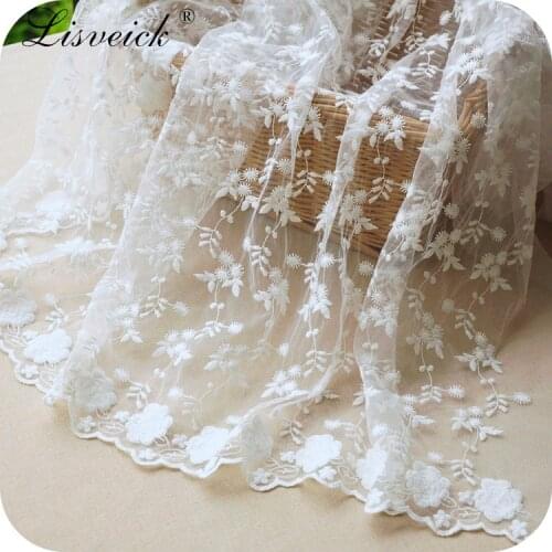 Factory direct sales 1yard small flower embroidery lace fabric,clothing skirt sewing accessories,Curtains home decoration gauze
