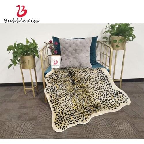 Bubble Kiss Creative Acrylic Skin-friendly Fur Carpet Leopard Print Rugs Irregular Fur Rug for Living Room Carpet Bedroom Decor