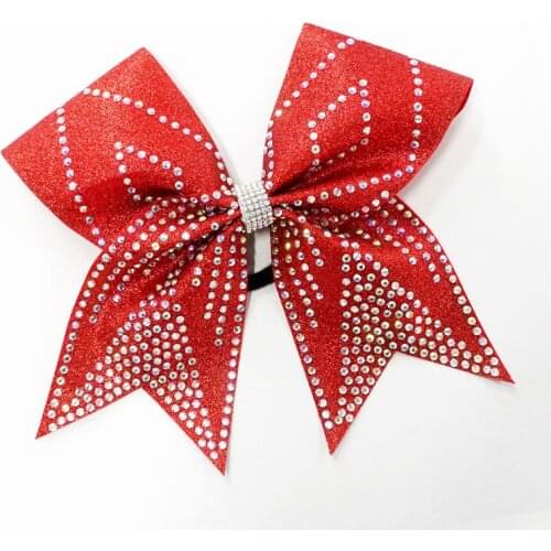 Hand-made Professional Shining Diamond Cheerleading Competition Bow Headwear Cheerleader Hair Tie