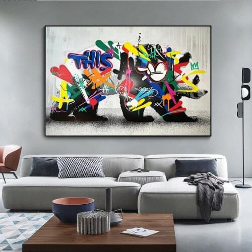 Street Graffiti Art Lovely Panda Posters and Prints Animals Wall Art Canvas Paintings Abstract Pictures for Home Decoration