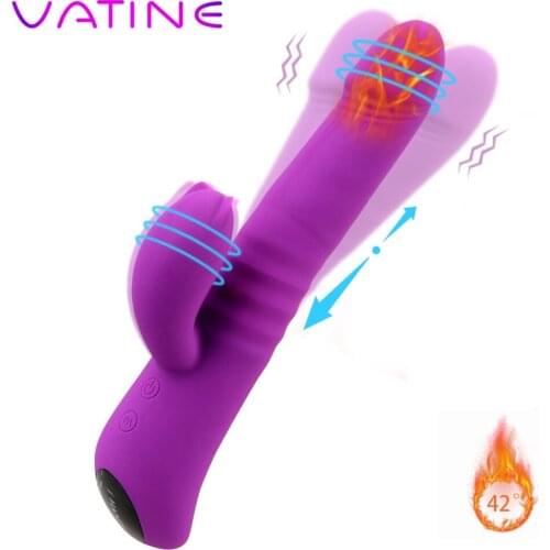 VATINE Heating Rabbit Vibrator Rotating Dual Vibration G Spot Dildo Clitoris Stimulator Sex Toys For Women Female Masturbator