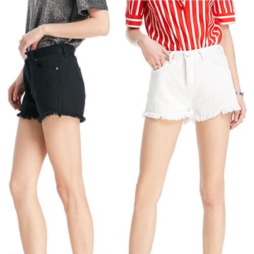 Women Solid High Waisted Tassel Scratching Short Jeans High waist denim Shorts Summer Casual Girls Summer Hot short Pants