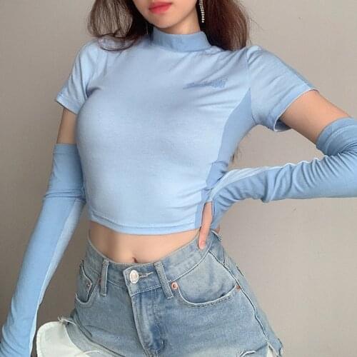 Women Sexy Crop Top Casual Long Sleeve T Shirt Skinny Slim Tee Lady Clothing Spring Summer New O Neck
