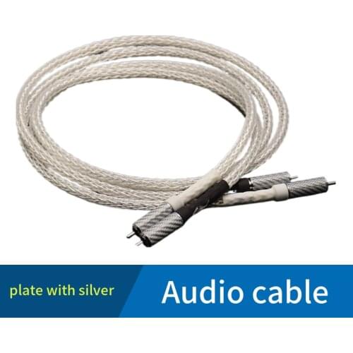 1pair RCA terminal of 16 core silver plated copper wire braided hifi audio cable