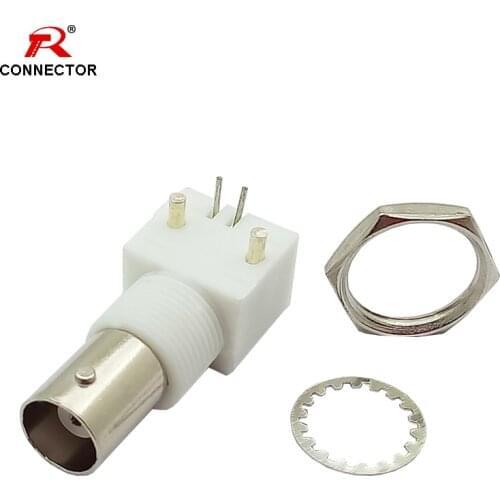 1pc BNC Female PCB Mount Socket Chassis Connector BNC FEMALE RIGHT ANGLE PANEL MOUNT Plastic TYPE R Connector