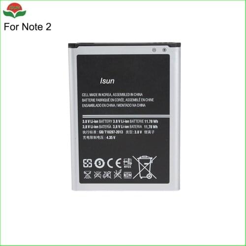 ISUN 100% original quality 3100mah battery for Samsung Galaxy Note 2 II EB595675LU battery i317 T889 N7100 batteris
