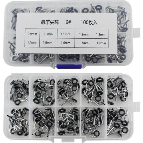 100Pcs/set 10 Kinds of Diameter Fishing Rod Guides Ring Saltwater for Outdoor Fishing Pesca Iscas Tools Fish Tackle Accessories