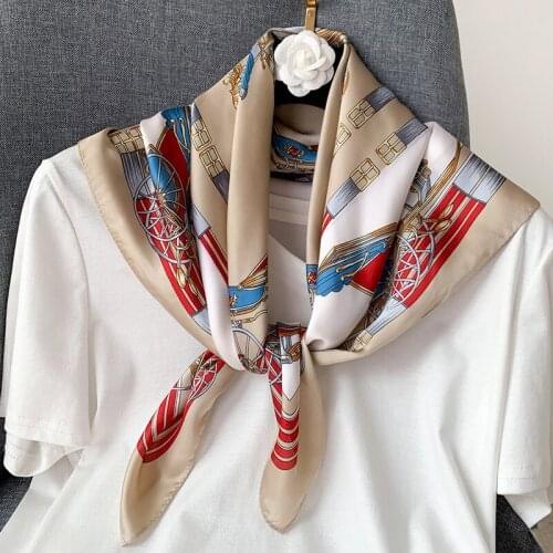 2021 summer square print silk scarf luxury brand scarves women shawls and wraps fashion office small hair neck hijabs foulard