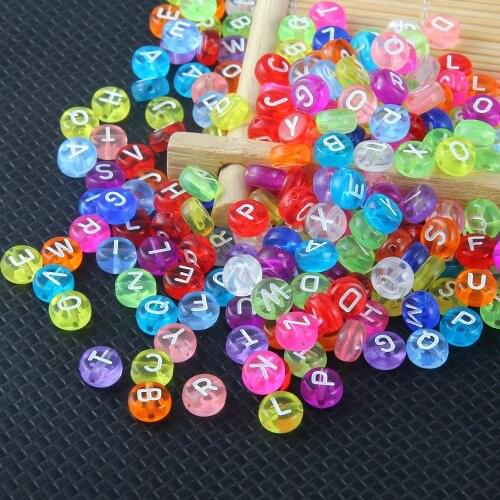 300PCS Acrylic Beads Round Letter Mix Candy Colors Bead for Charm Jewelry Making Kid DIY Material Accessories 4*7mm Loose Spacer