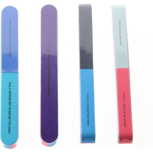 4Pcs/Set English 7 Steps in 1 Fingernail Art Manicure Pretty Christmas Holiday Professional Wholesale Emery Board Nail Files