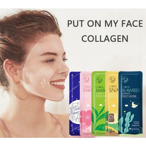 5PCS LAIKOU Sakura Snail Seaweed Moisturizing Sleeping Mask Cream Portable Face Mask Anti Wrinkle Hydrating Nourishing Skin Care