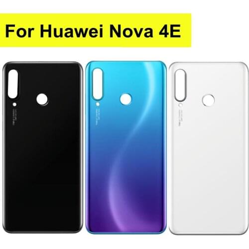 6.15" New For Huawei nova 4e Battery Cover P30 Lite Rear Glass Door Panel Case For Huawei Nova 4E Back Battery Cover