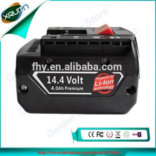 XRUITN 14.4V 4.0Ah/4000mAh Rechargeable Battery Pack Power Tool Battery Cordless Drill for Bosch BAT607, BAT607G Li-Ion Battry