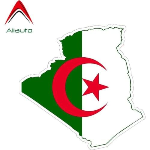 Aliauto Personality Creative Car Sticker Algeria Flag Map Body Waterproof Sunscreen Anti-UV Reflective Decal,14cm*14cm