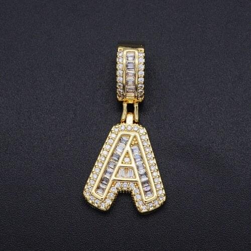 Bling Gold Color 100% CZ Zircon Hip Hop Initial Name A-Z Letters Pendant Men Women Wholesale Trendy Iced Out Jewelry xd45ew