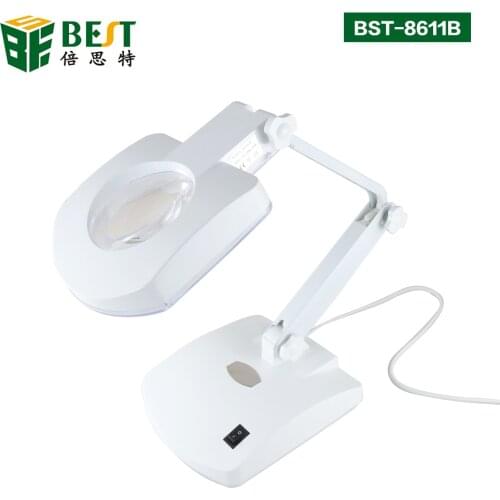 BST-8611B Portable LED Folded Reading Desk Table Study Light Night Lamp Magnifying Glass Led Lamp Duel Lens 3X/8X Multi-function