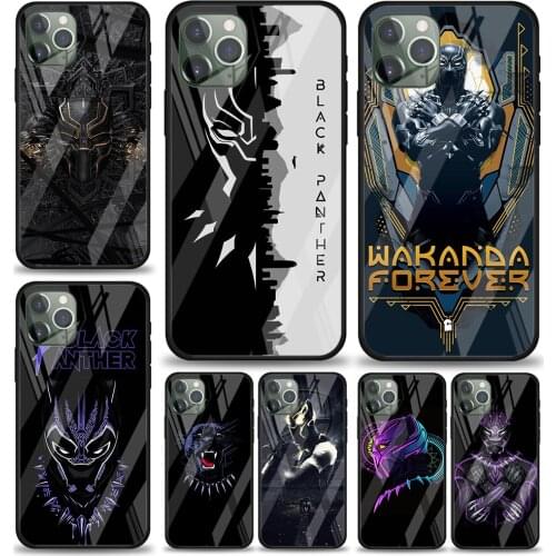 Black Panther Art Tempered Glass Cover For Apple IPhone 12 Mini 11 Pro XS MAX XR X 8 7 6S 6 Plus Phone Case Coque