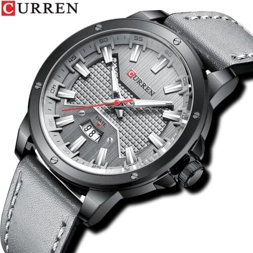 CURREN Casual New Watches for Men with Leather Big Dial with Date Fashion Wristwatch relógio masculino
