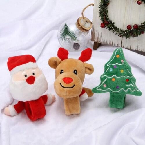 1pc Cartoon Cloth Christmas Santa Tree Elk Slap Bracelet Kids Wristband Flexible Wrap Slap Enfant Bangle Children New Year Gift