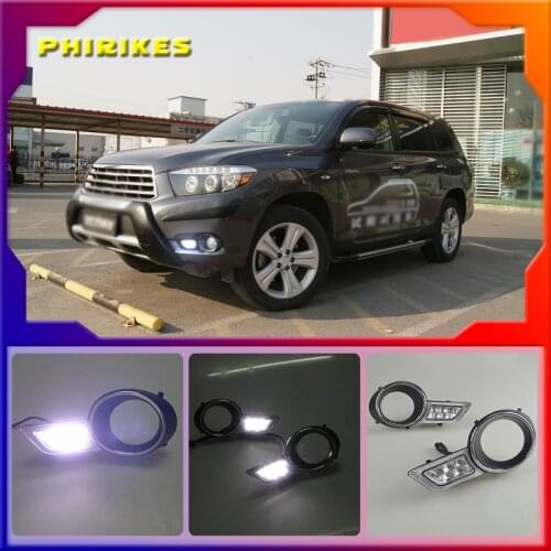 1 Pair LED DRL Daytime Running Lights Daylight Waterproof Fog Head Lamp white For Toyota Highlander 2009 2010 2011