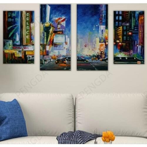 Home Decor 4 Pieces City Car Canvas Paintings Wall Art HD Prints Landscape Poster Modern Modular Pictures No Frame Living Room