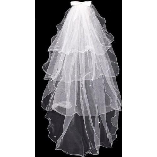 Four Tier Veil Fashion White Short bridal veil with combe Ivory veils for wedding party tulle veiling