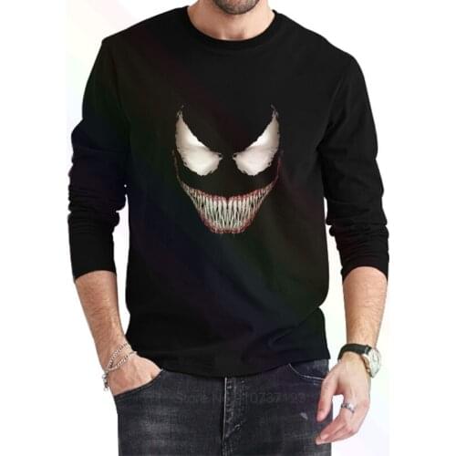 Venom Smile Logo Classic Black T-Shirt 2021 Newest Summer Mens Long Sleeve Popular Tees Shirt Tops Novel Unisex