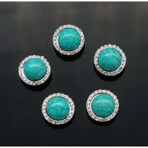 Hot sale 10pcs mixed beauty turquoises 12MM rhinestone snap buttons fit DIY 12mm snap jewelry KZ9008
