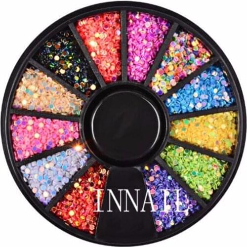 INNAIL 1 Box Colorful Unicorn Nail sequins Micro Crystal Mini Conical Nail Glitter Nail Art Decorations DIY Tools In Wheel