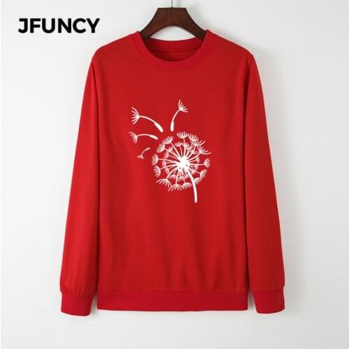 JFUNCY Women Plus Size Hoodies O-Neck Long Sleeve Female Pullover New Print Woman Casual Hoody 2020 Autumn Mujeres Sweatshirt