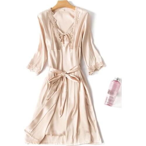 V-neck Set Woman Summer Silk Dress Womens Tops and Blouses Sling Robes Sleepwear Sets Long Sleeve Underwear Women Pijamas Dress
