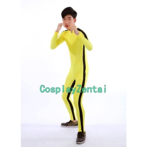 Bruce Lee Cosplay Costume Zentai KungFu fighting Second Skin Bodysuit for Adults and Kids Catsuit