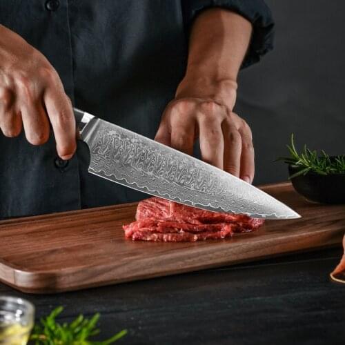 8'' Chef Knife Damascus Steel Kitchen Knives Sharp Utility Slicing Knife Home Kitchen Cooking Tool Gift Knive With G10 Handle