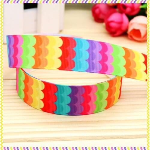 DHK 7/8'' 5yards rainbow printed grosgrain ribbon headwear hair bow diy party decoration OEM Wholesale 22mm E991