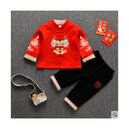Spring Boys Chinese new year outfit Tang Red 80-130cm