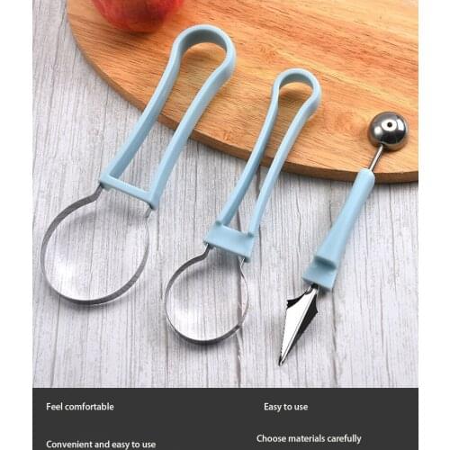 Carving knife three-piece kitchen gadget PP handle watermelon ball digger stainless steel fruit ball digger CN(Origin)