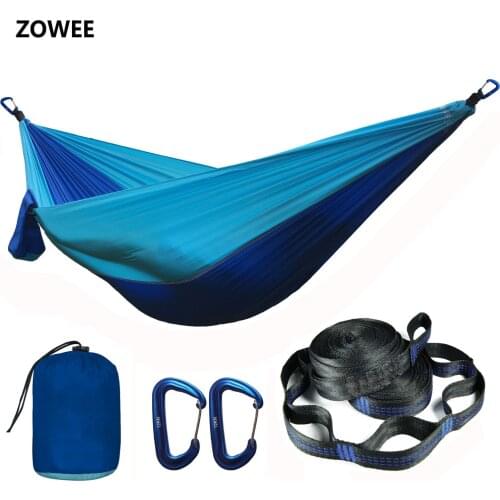Solid Color Parachute Hammock with Hammock straps and Aluminum carabiner Camping Survival travel Double Person outdoor furniture