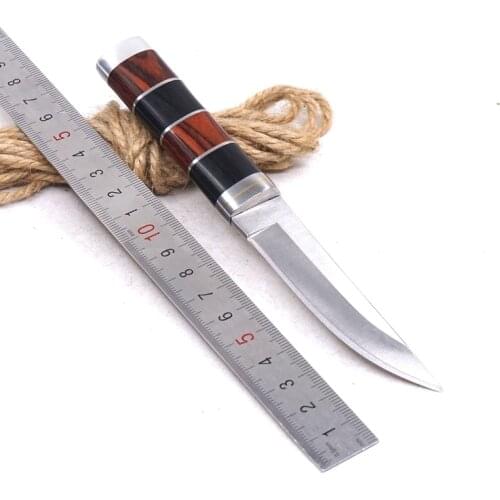 Fixed Blade Hunting Knife Small Straight Knife Pocket Camping Tactical Survival knives steel Wood Handle Outdoor EDC Tools
