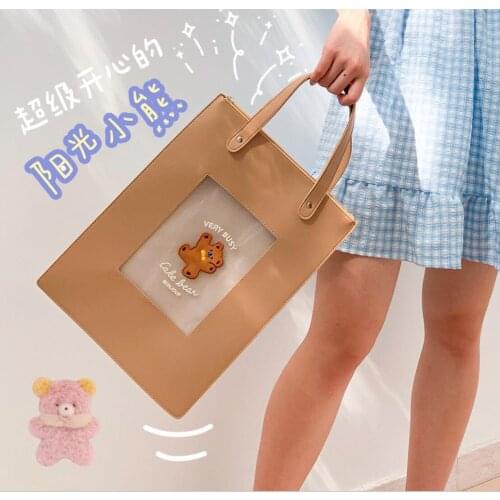 Wholesale 4PCS/lot A4 PU Leather Mesh File Bag Cute Bear Document Organizer Bag Case Office Computer Bag