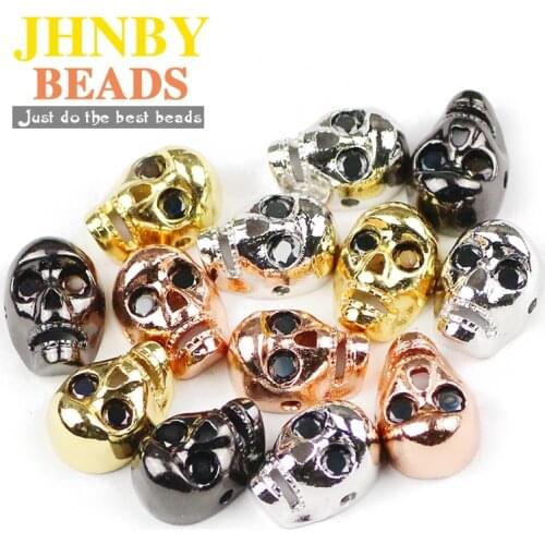 JHNBY 4pcs Skull Pendants Copper Spacer beads Charms skeleton Loose beads for Jewelry bracelet&Bangle making DIY Accessories