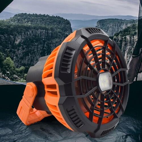 USB Rechargeable Camping Fan with LED Lantern Timing Remote Control 3 Speed Hanging Ceiling Fan for Home Tent Outdoor